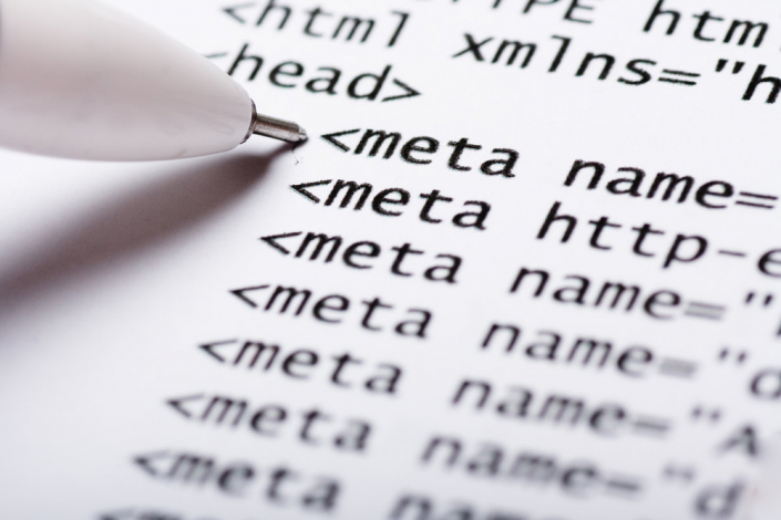 Close-up of decryption of HTML source code